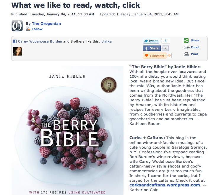 The Oregonian mentions Corks + Caftans