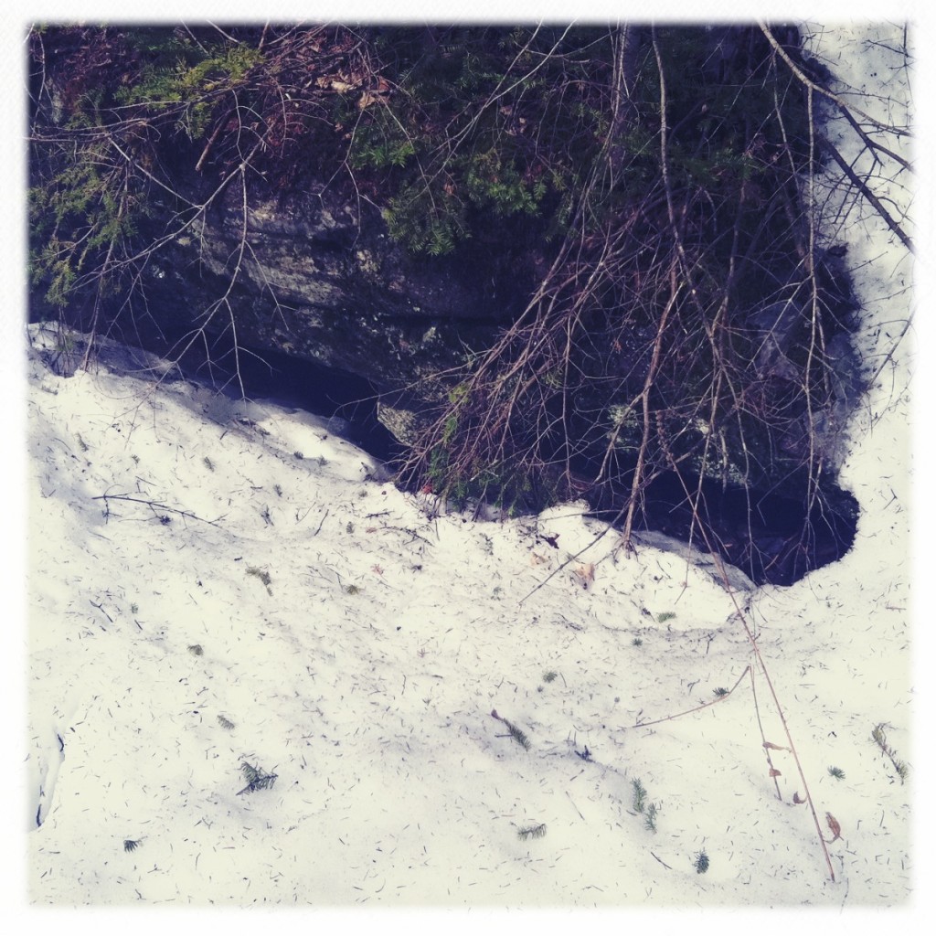rock in melting snow