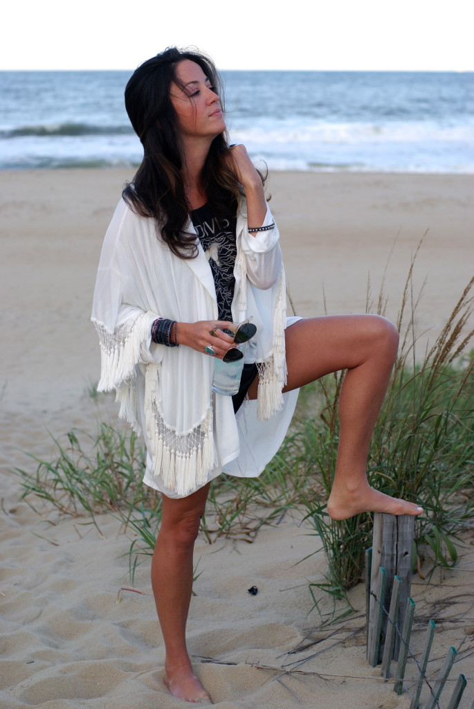 Holy Tee fringed shawl