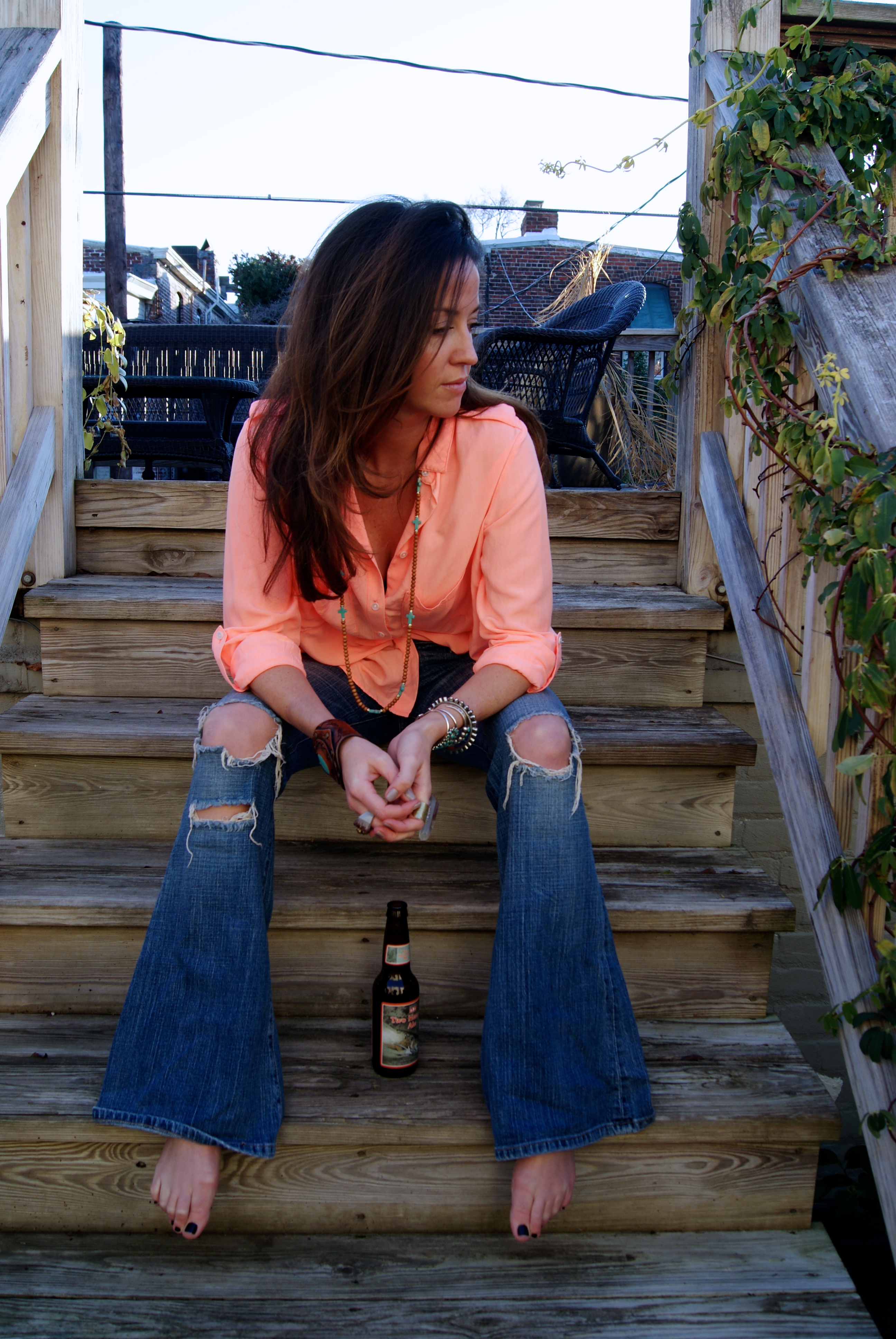 Sam & Lavi neon coral shirt