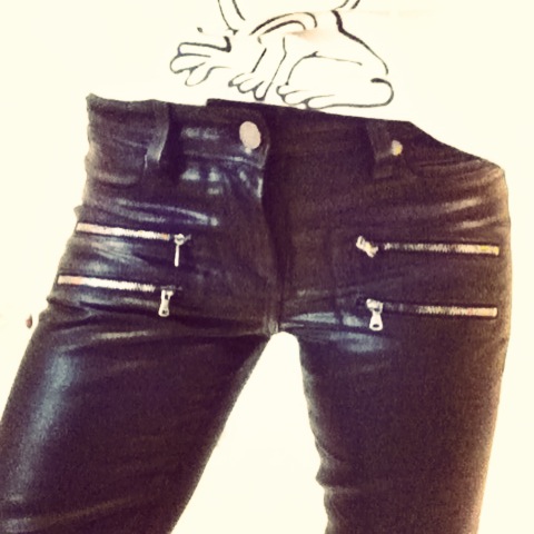 Paige coated denim zipper jeans